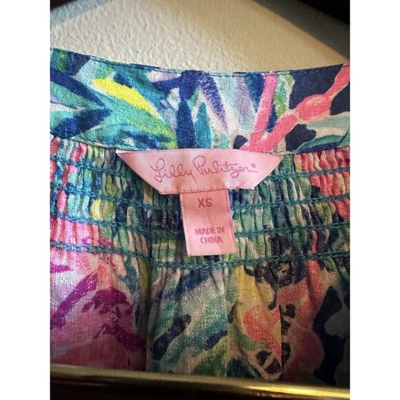Lilly Pulitzer Top Button Front Elsa in Flamenco Beach Flamingo Print Size XS - Picture 2 of 10